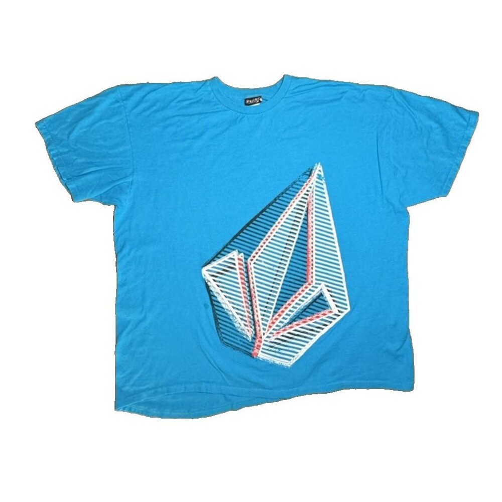 Y2K Volcom Diamond Logo Blue Graphic Tee Skater Surfer T-Shirt Mens XXL